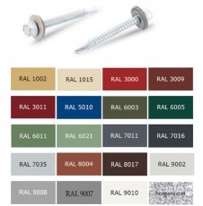 önfúró hatlapfejű csavar fához 4,8x 35 színes 50324, epdm alátéttel fára ral8004 rézbarna