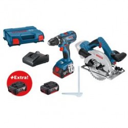 bosch akkus gépszett gsr 18v-28+gks18v-5+gyorstöltő, 3db 3,0ah akku
