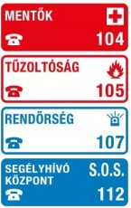 munkavédelmi tábla pvc 150x200 segélykérő telefonszámok