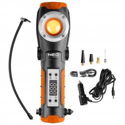 neo tools akkus pumpa és lámpa, 2000mah akku, 800+400lumen,max 10bar nyomás, usb és autós töltő