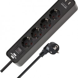 brennenstuhl elosztóba usb töltő   1,5m/1,5alj 1153240006 fekete 4sebességes